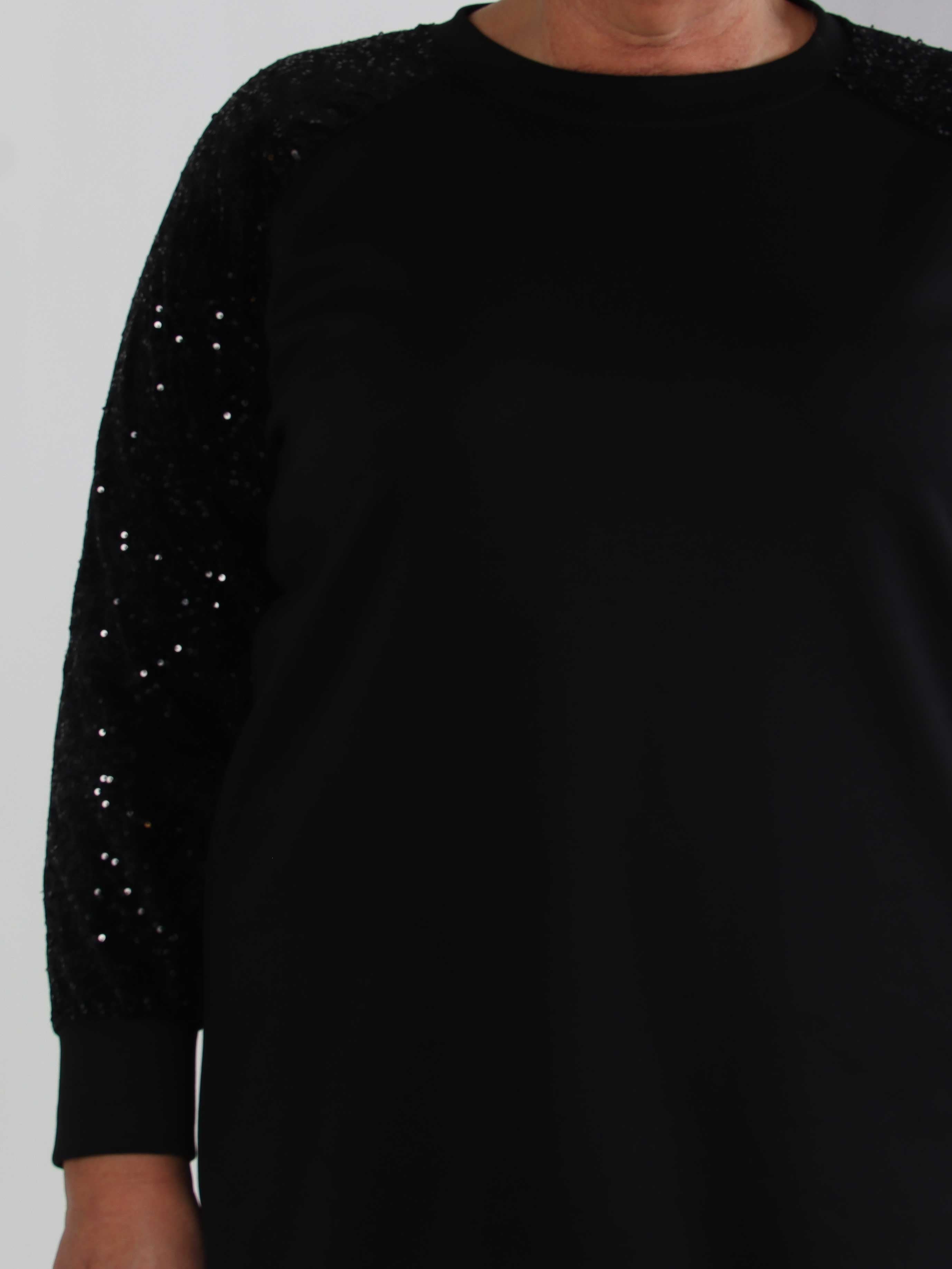 Parma - Plus size joggingkjole med pailletærmer